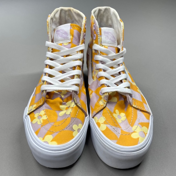 VANS Shoes Womens 8.5 purple orange checkerboard sk8-hi platform high top retro - Picture 3 of 14
